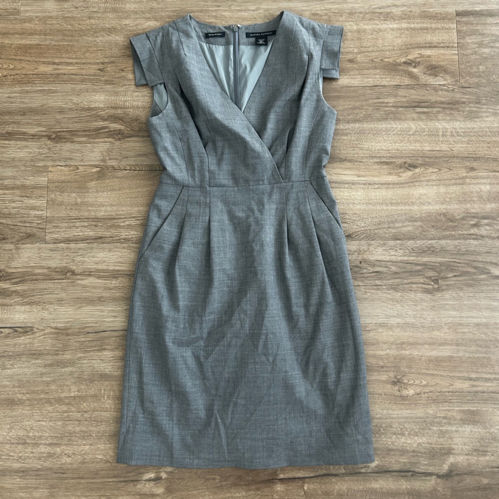Banana Republic Gray Wrap-Front Midi Dress